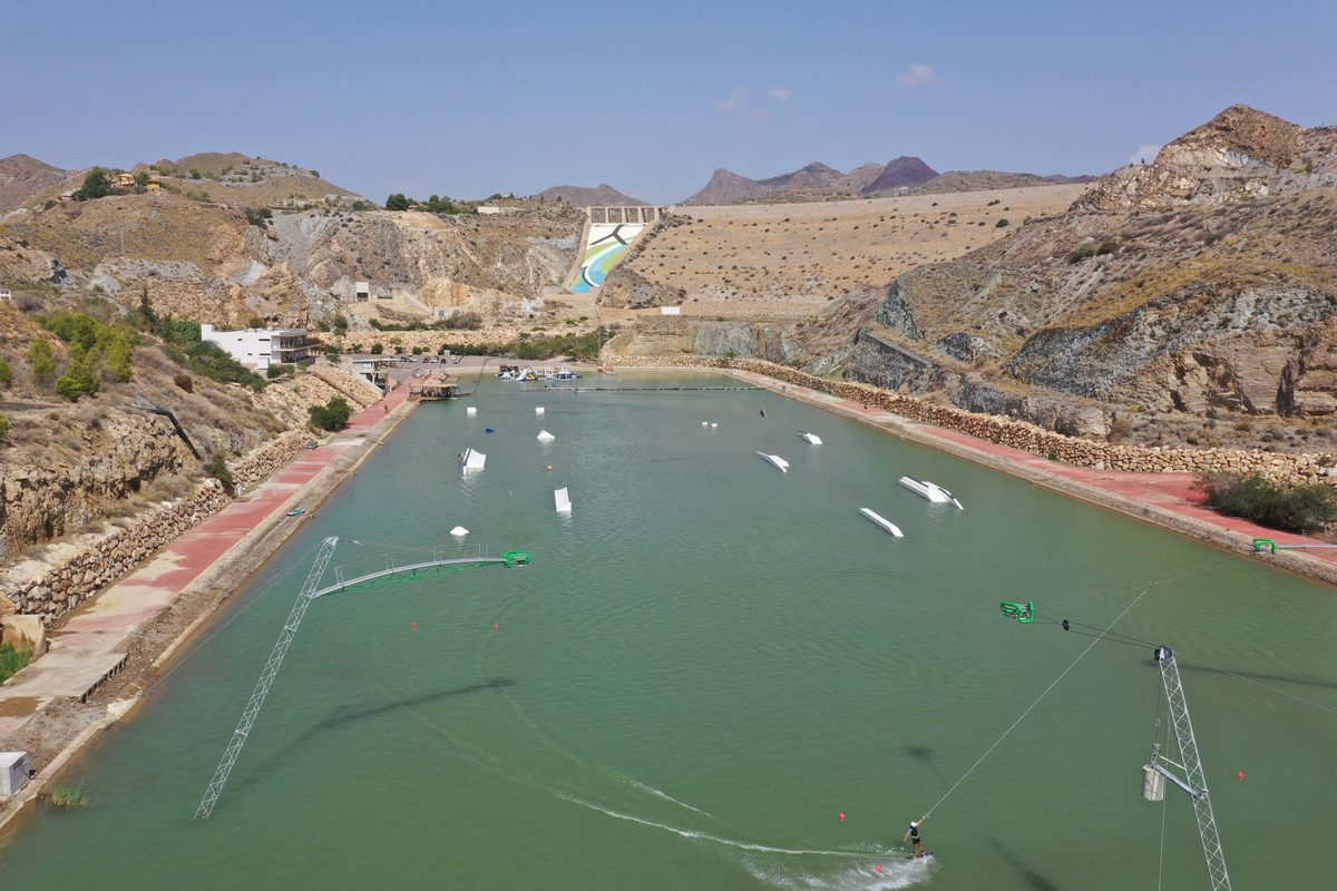 Aerial view of the 5-tower cable system at Lunar